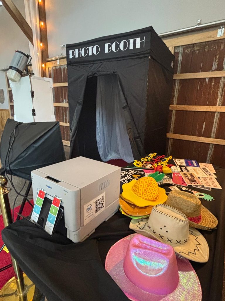 Enclosed photo booth in Brantford with props.